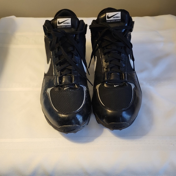 Nike Land Shark Legacy Football Cleats Men's Size 14 Black with White Trim EUC - Picture 8 of 14